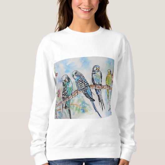 Sweatshirt Anneau clé d'art de l'Australian Bird Budgie Water (Devant)