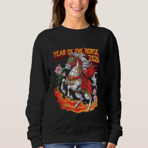 Sweatshirt Année du Cheval 2026 Chine Zodiac Warrior Hors