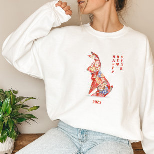 Sweatshirt Année du lapin rouge Origami du lapin 2023