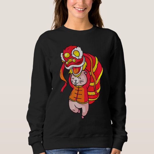 Sweatshirt Année du rat Costume Danseuse de Lion chinois Zodi (Devant)
