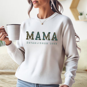 Sweatshirt Année personnalisée - Flore bleu maman