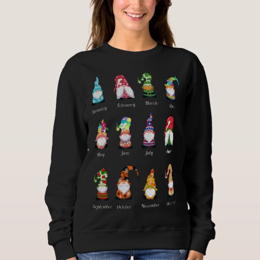 Sweatshirt Année Plein De Gnomes Amoureux Conception Mensuell (Devant)