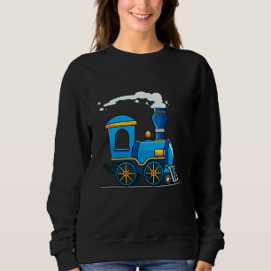 Sweatshirt Anniversaire Choo Choo Blue Train Lovers Kids Boys