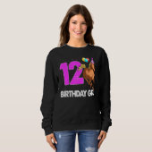 Sweatshirt Anniversaire Fille 12 équitation cavalier Horse Lo (Devant entier)