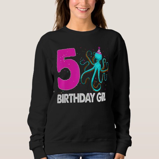 Sweatshirt Anniversaire fille 5 Octopus Love (Devant)