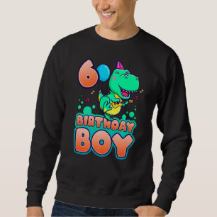 Sweatshirt Anniversaire Garçon 6 Ans Dinosaure Avec Guitare