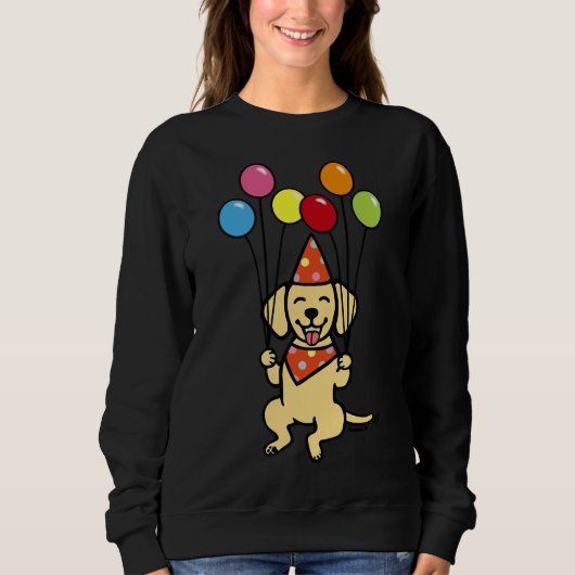 Sweatshirt Anniversaire Jaune Labrador Et Ballons (Devant)