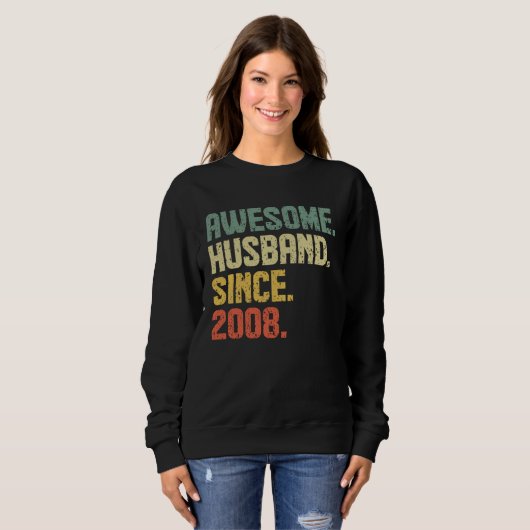 Sweatshirt Anniversary Awesome Husband Since 2008 Retro (Devant entier)