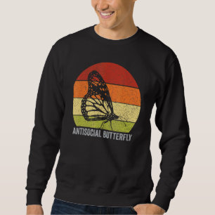 Sweatshirt Antisocial Butterfly Retro Présentceaux Distressés