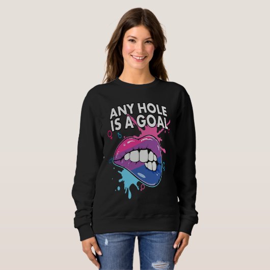 Sweatshirt Any Hole Is A Goal Bisexual Rainbow Pride Bisexual (Devant entier)