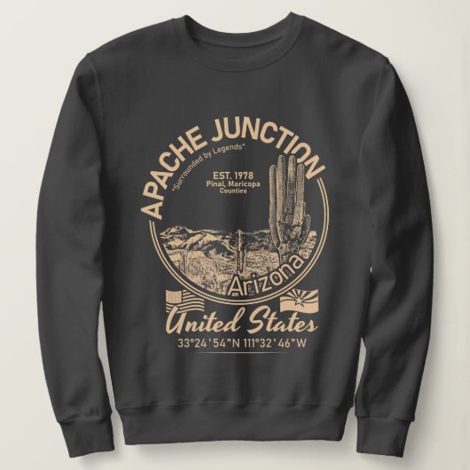 SWEATSHIRT APACHE JONCTION ARIZONA - DÉSERT - CACTUS (Design devant)