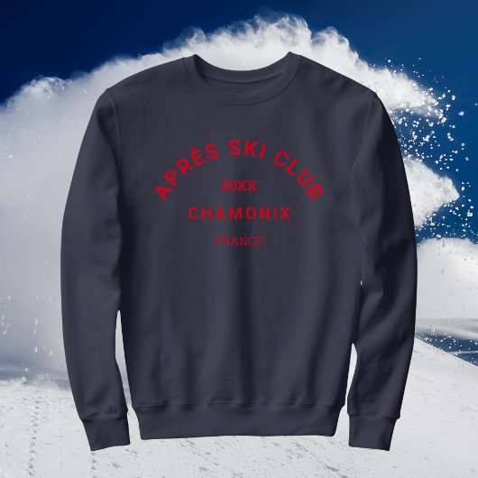 Sweatshirt Après Ski Club Hiver Rouge Crest de la station de 