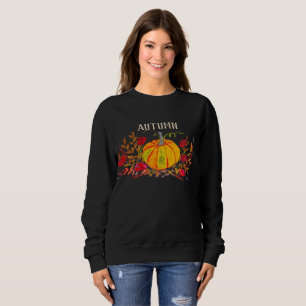 Sweatshirt Aquarelle Automne Citrouille Feuille Floral