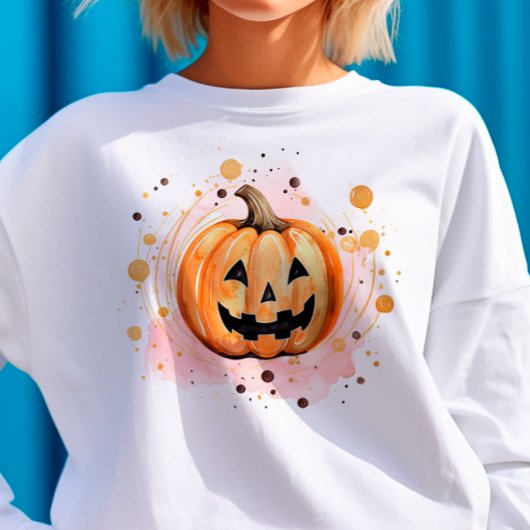 Sweatshirt Aquarelle Citrouille d'Halloween