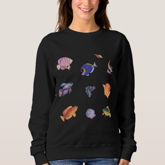 Sweatshirt Aquarelle colorée Poisson tropical (Devant)