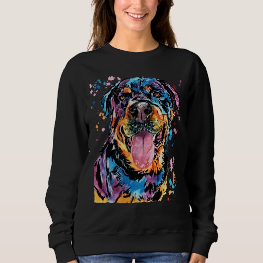 Sweatshirt Aquarelle couleur Rottweiler (Devant)