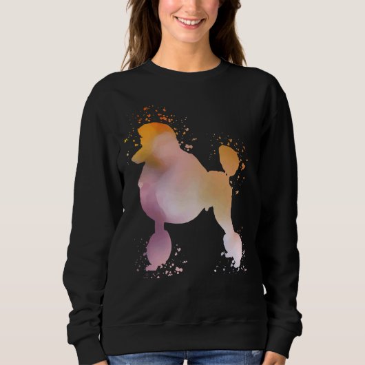 Sweatshirt Aquarelle de caniche Silhouette foncé (Devant)