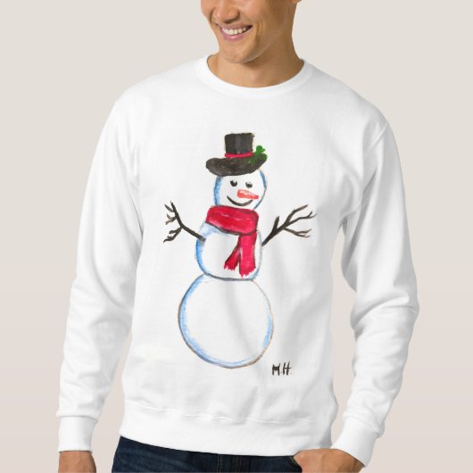 Sweatshirt Aquarelle de neige Retro Face Snowmen hiver (Devant)