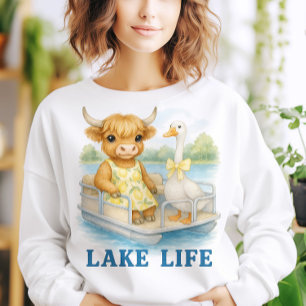 Sweatshirt Aquarelle Lake Life Highland Cow & Goose