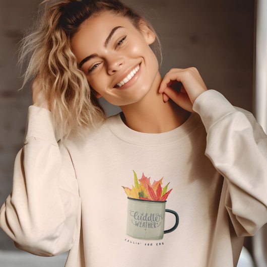 Sweatshirt Aquarelle Météo Coulée Feuilles Automne