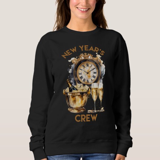 Sweatshirt Aquarelle noire et or Nouvel An (Devant)