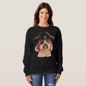 Sweatshirt Aquarelle Poodle Pirate Casquette Oeil Patch (Devant entier)