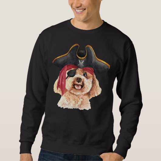 Sweatshirt Aquarelle Poodle Pirate Casquette Oeil Patch (Devant)