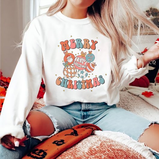 Sweatshirt Aquarelle Retro Joyeux Noël Père Noël