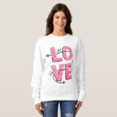 Sweatshirt Aquarelle rose Love Letting (Devant entier)