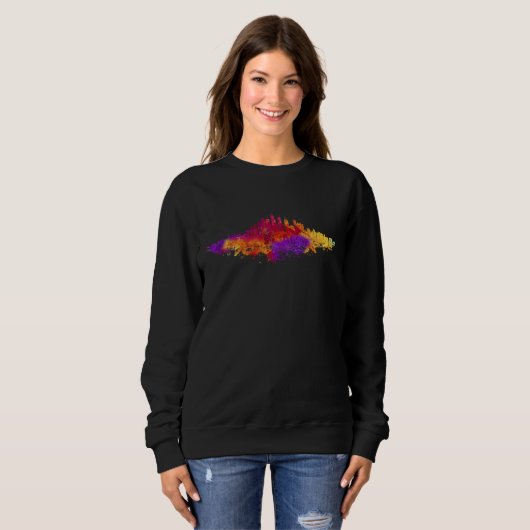 Sweatshirt Aquarelle Skyline de Chicago en blanc (Devant entier)