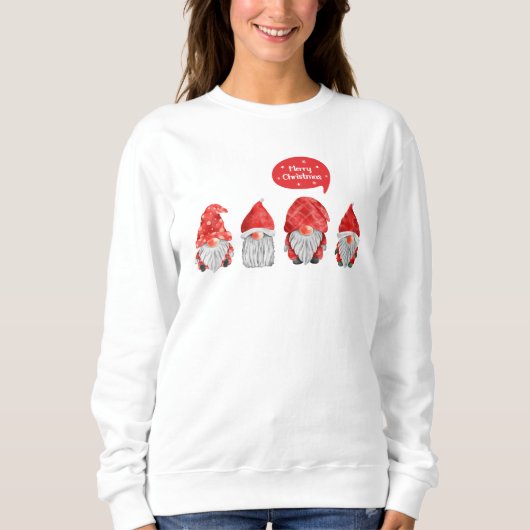 Sweatshirt Aquarelle Whimsical Gnome Santas : Joyeux Noël (Devant)