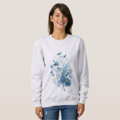 Sweatshirt Aquarellée effet pressé petit design floral. (Devant entier)
