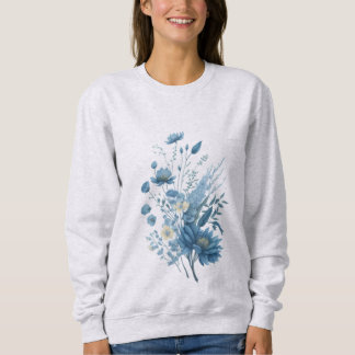 Sweatshirt Aquarellée effet pressé petit design floral.