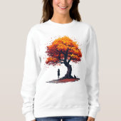 Sweatshirt Arbre Automnal Confortable à Manches Longues • Com (Devant)