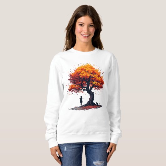 Sweatshirt Arbre Automnal Confortable à Manches Longues • Com (Devant entier)
