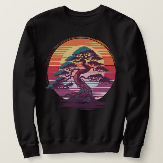 Sweatshirt Arbre de bonsaï mystique - Retro Sunset esthétique