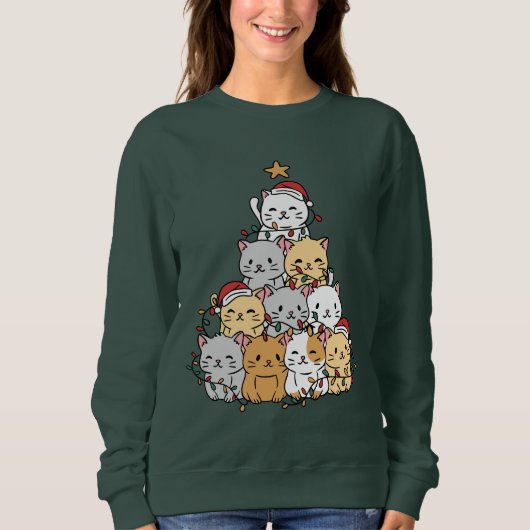 Sweatshirt Arbre de chats Xmas (Devant)