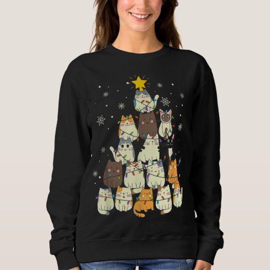 Sweatshirt Arbre de Noël Amoureux des chats Arbre de Noël Amo (Devant)