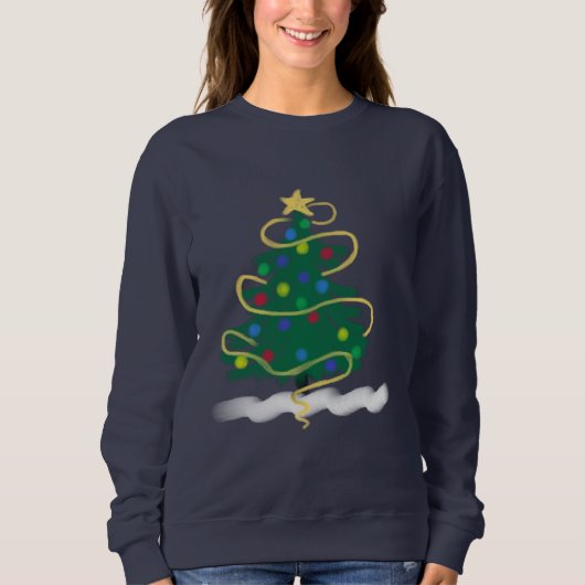 Sweatshirt Arbre de Noël Art Abstrait à porter (Devant)