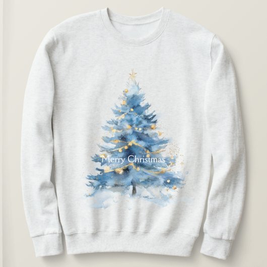 Sweatshirt Arbre de Noël bleu or (Design devant)
