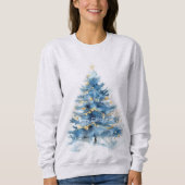 Sweatshirt Arbre de Noël bleu or (Devant)