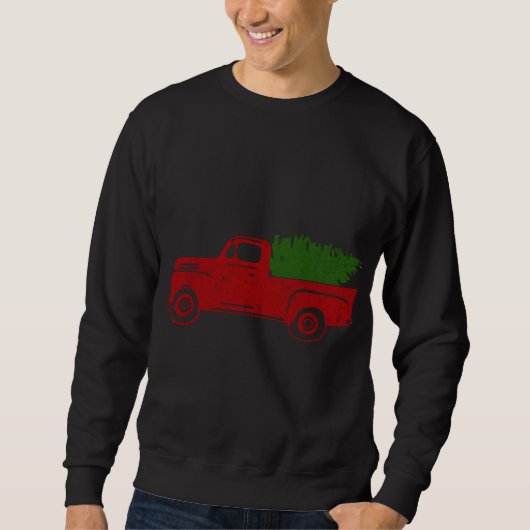 Sweatshirt Arbre de Noël Camion Rouge Funny Noël cadeau de fa (Devant)