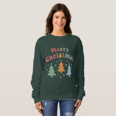 Sweatshirt Arbre de Noël coloré Joyeux Noël (Devant entier)