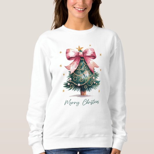 Sweatshirt Arbre de Noël Coquette Bow (Devant)