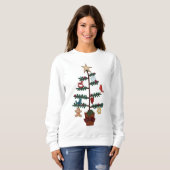 Sweatshirt Arbre de Noël d'art populaire | Ornements Faux Fel (Devant entier)