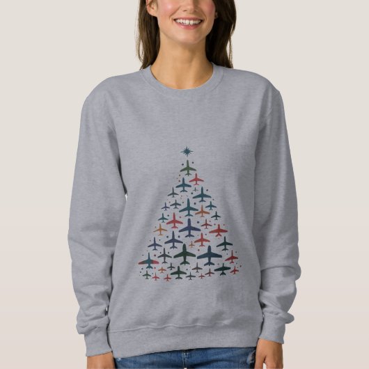 Sweatshirt Arbre de Noël d'avion Pilote Rétro Volant Vol (Devant)