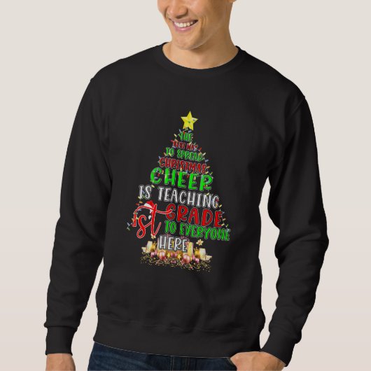 Sweatshirt Arbre de Noël de l'enseignant de 1ère année (Devant)