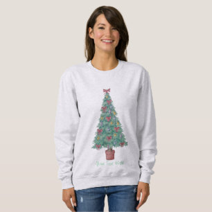 Sweatshirt arbre de noël décoré avec des arcs et cloches r