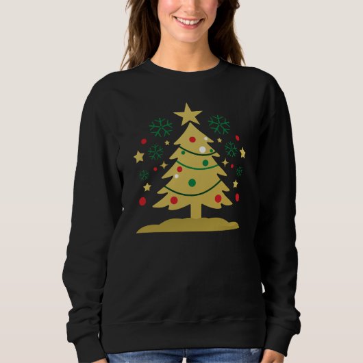 Sweatshirt Arbre de Noël doré artistique (Devant)