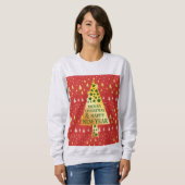 Sweatshirt Arbre de Noël doré - Paysage rouge (Devant entier)